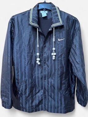 Nike Men’s Bode Recreation Black Windbreaker Jacket with White Embroidered Trim